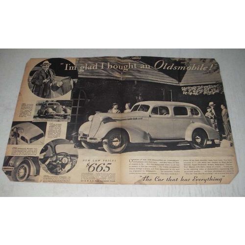 1936 Oldsmobile Six-Cylinder Touring Sedan Ad - Glad