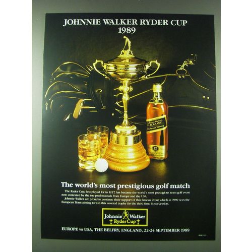 1989 Johnnie Walker Black Label Scotch Ad - Johnnie Walker Ryder Cub 1989
