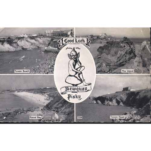 Vintage GB PC 1960 - Good Luck From The Newquay 'Pisky', Cornwall