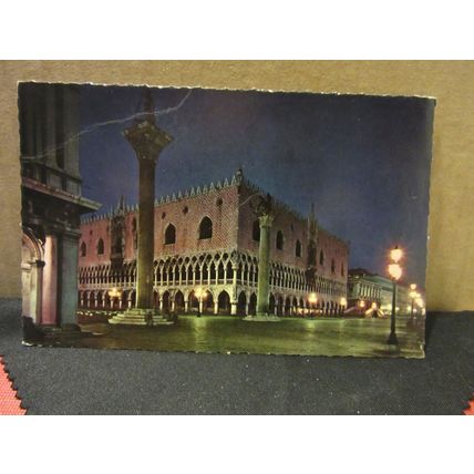 DUCAL PALACE at night , VENEZIA, VENICE. , ITALY unused postcard =