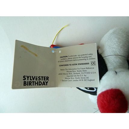 WARNER BROTHERS STORE MINI BEANIE BEAN BAG - SYLVESTER BIRTHDAY