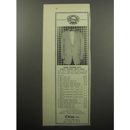1951 Chipp Warm Weather Suits Advertisement