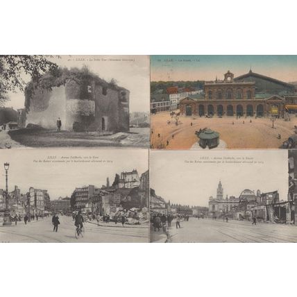 Lille La Gare Avenue Faldherde Cycle Tour Guide 4x French Old Postcard s