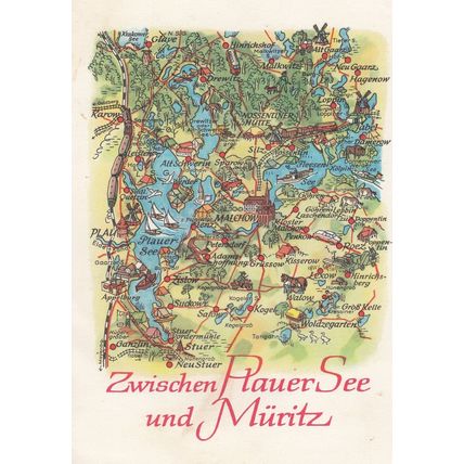 Zwischen Plauer See Und Muritz Neuster Hagenow German Karte Map Postcard