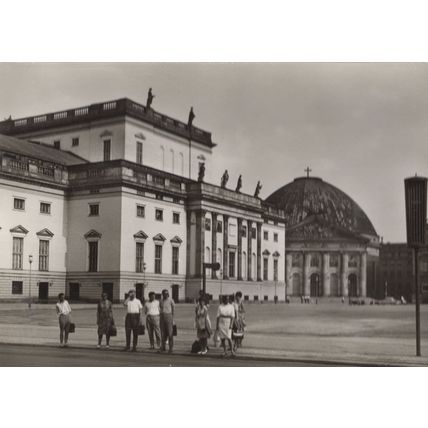 Hot Tourists at Babel Square East Berlin Opera House German RPC Postcard