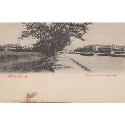 Wanersborg Sweden Boat River Antique Postcard