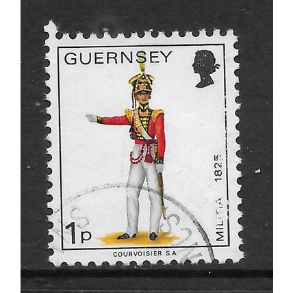 GUERNSEY 1974 1p OFFICER 2nd NORTH REGIMENT 1825 SG 99 FINE USED#