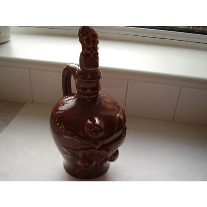 Vintage Calvados Majolica Apple Brandy Flagon Decanter Pottery Bottle