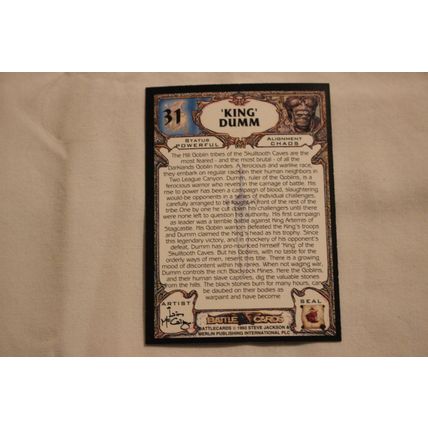 "King" Dumm 1993 Merlin Battle Cards NO. 31