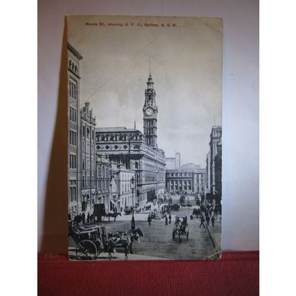 G.P.O., MOORE STREET, SYDNEY, N.S.W. AUSTRALIA used antique postcard =