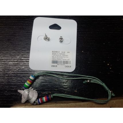 Colorful Unicorn Bracelet, Pierced Earrings Set