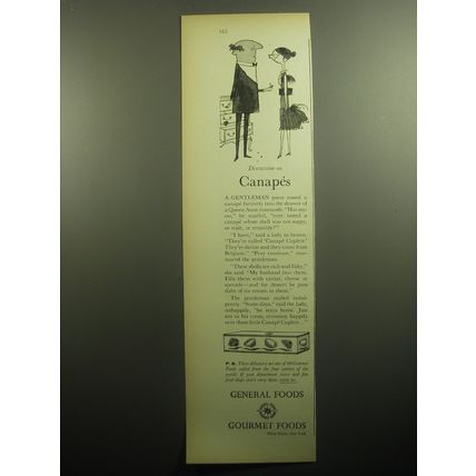1958 General Foods Canape Cuplets Ad - Discussion on Canapes