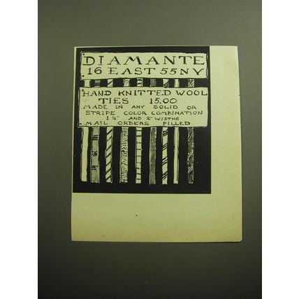 1958 Diamante Ties Ad - Hand knitted wool ties 15.00