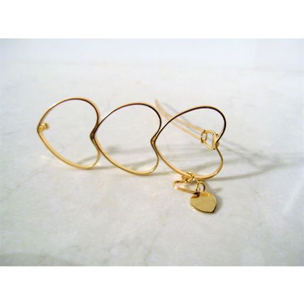 Gold metal heart shaped hair clip clamp barrette snap clip