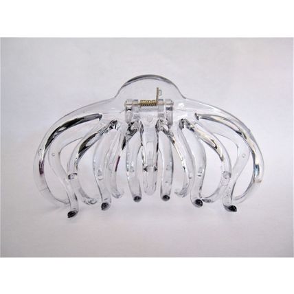 Large clear transparent gray hair claw clip for thick hair