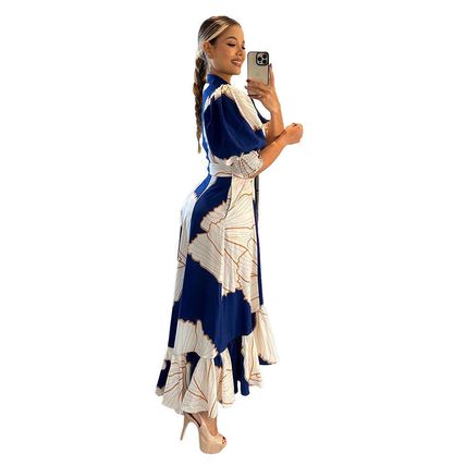 European And American Irregular High Waist Temperament Shirt Cardigan Printing M