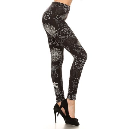 Women's Multi-color Printed Knit Legging With Elastic High Waist Band