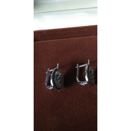 Vintage 1950-s Sterling Silver 925 Small Sapphires Earrings - 3.93 g Hallmarked.