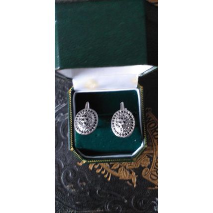 Vintage 1950-s Sterling Silver 925 Small Sapphires Earrings - 3.93 g Hallmarked.
