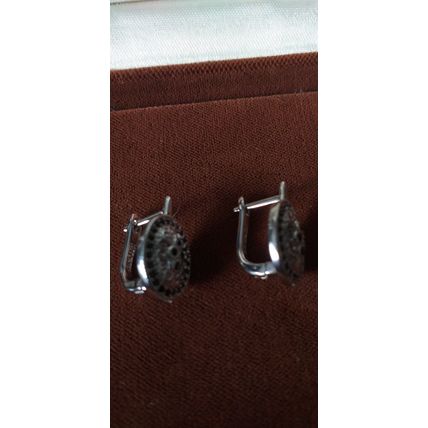Vintage 1950-s Sterling Silver 925 Small Sapphires Earrings - 3.93 g Hallmarked.