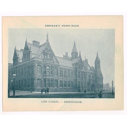 Birmingham Art Gallery Industrial Hall / Law Courts 1900 Antique Print Picture