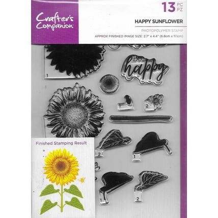 Crafter's Companion. Happy Sunflower Clear Stamp Set. Stamping Cardmaking Crafts
