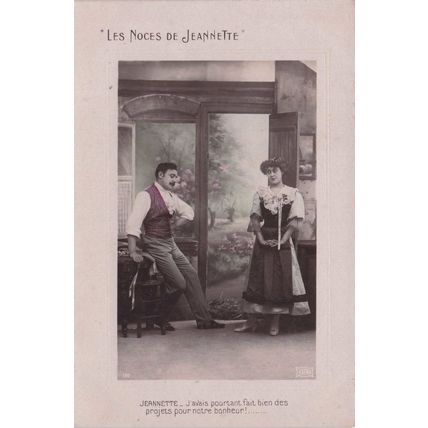 French Wedding Lovers Les Noces De Jeanette Secret Code Old Postcard