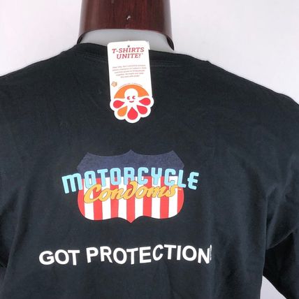 Motorcycle Condoms One and Done Got Protection XL T-Shirt Shirt Mens NWT