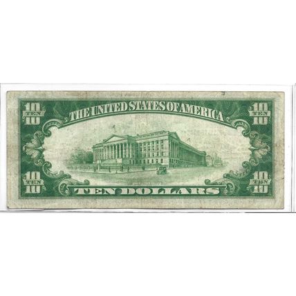 1929 National Currency $10.00 Boston VF/XF
