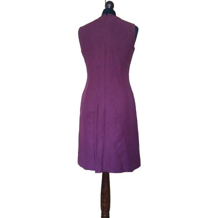 Burgundy Dress Floral Embroidery Linen Mix Size 8 10 UK