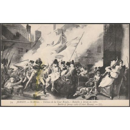 Bataille á Jersey en 1781, Tableau de la Cour Royale, c.1910 - Lévy CPA LL74