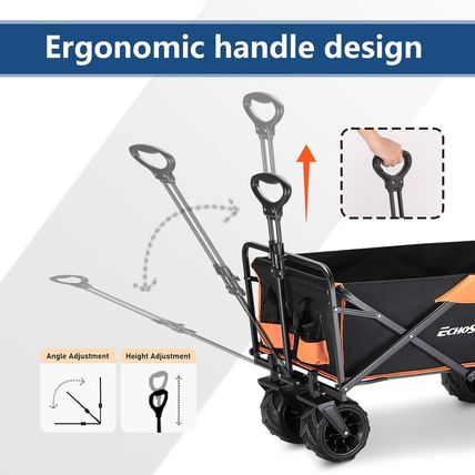 Echosmile Heavy Duty 350 Lbs Capacity Collapsible Wagon, Outdoor Folding Camping