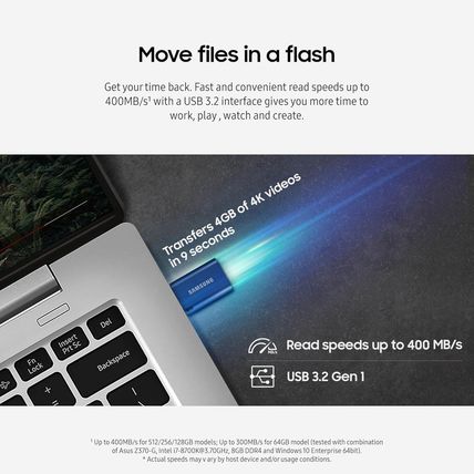 Samsung Type-C 512GB USB 3.2 Flash Drive, 400Mb/S, External Memory and Storage f