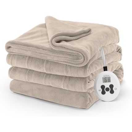Sunbeam Royal Luxe Mushroom Heated Blanket - Full