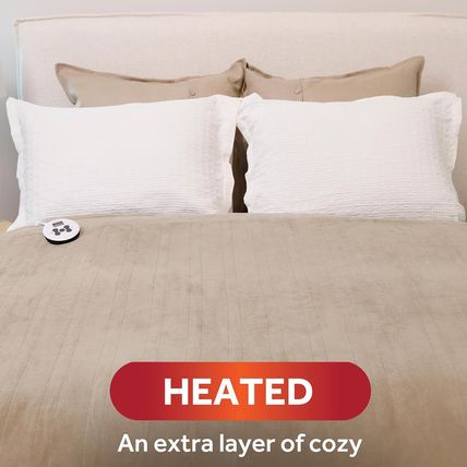 Sunbeam Royal Luxe Mushroom Heated Blanket - Full