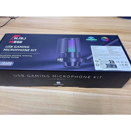 NJSJ USB Gaming Microphone for PC, Condenser Mic with Boom Arm for PS4/ PS5/ Mac