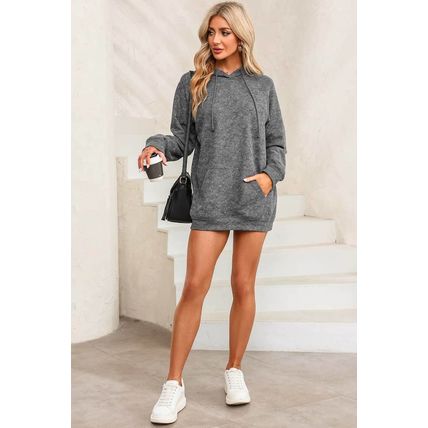 Gray Mineral Wash Kangaroo Pocket Drawstring Pullover Hoodie