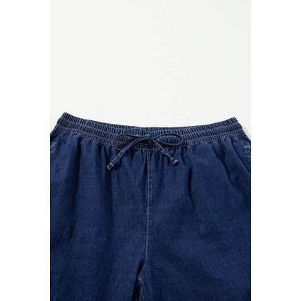 Real Teal Plus Size Drawstring High Waist Wide Leg Casual Jeans