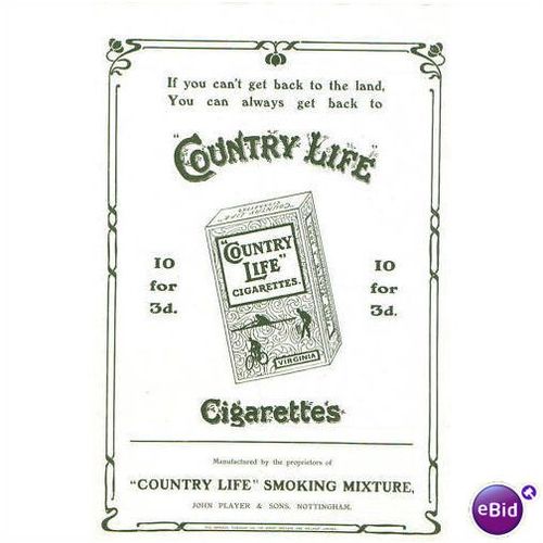 COUNTRY LIFE CIGARETTES 1907 ORIGINAL ADVERT CL2