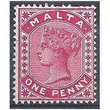 Malta 1885 SG22 1d Carmine Wmk Crown CA Mounted Mint .