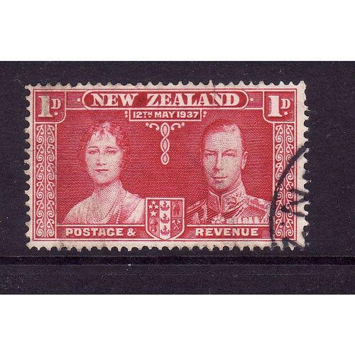 NEW ZEALAND 1937 CORONATION SG 599 1d CARMINE FINE USED