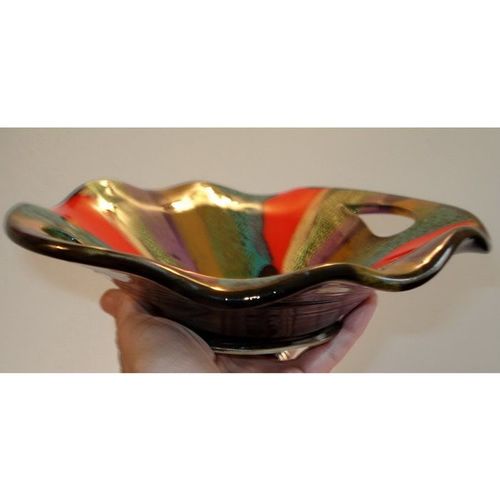 Vallauris Ceramic Pottery Mid Century Rainbow Glaze 70s Retro Decor bowl vase