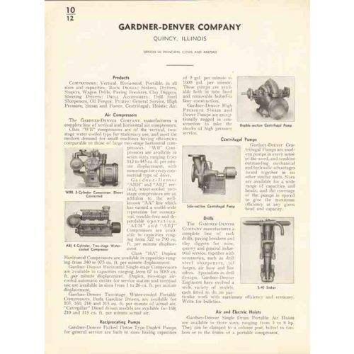 gardner-denver company 1936 compressors pumps drills vintage catalog