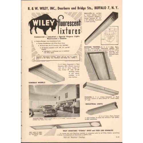r w wiley inc 1952 electrical fluorescent fixtures vintage catalog