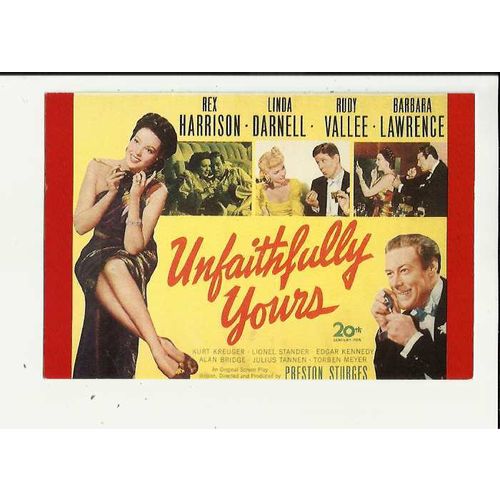 UNFAITHFULLY YOURS Linda Darnell Poster Art Postcard by American Postcard (F83)