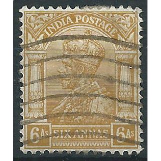 India 1912 SG177 6a Yellow-Bistre Good Used....