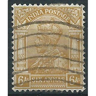 India 1912 SG177 6a Yellow-Bistre Good Used....