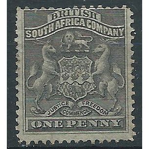 Rhodesia 1892 SG1 1d Black Mint No Gum.. .