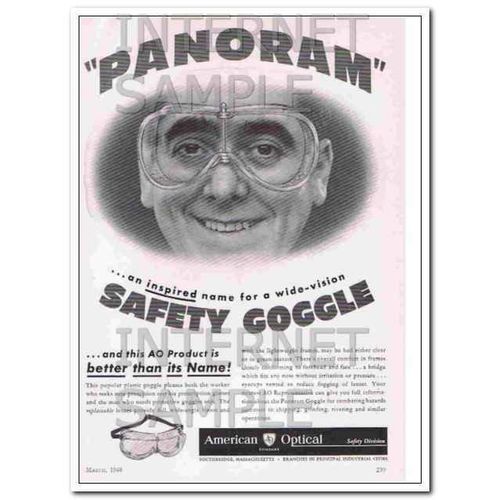 AMERICAN OPTICAL COMPANY 1948 Panoram Safety Goggle vintage ad