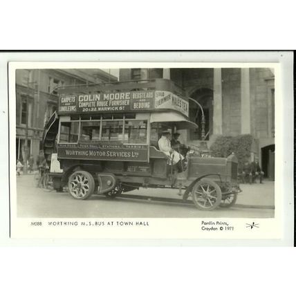 Sussex WORTHING Bus at Town Hall Postcard (Pamlin M588)